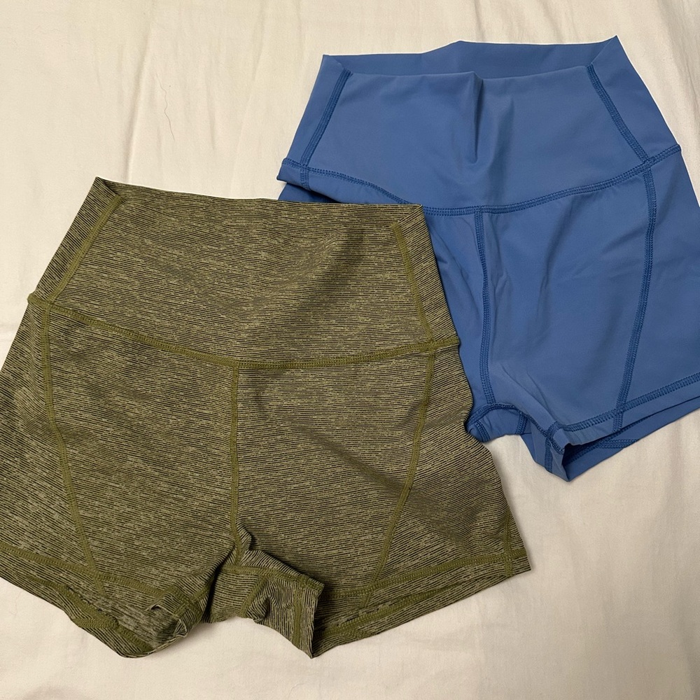 Born Primitive Athletic Shorts Green and Blue High Waist Stretch